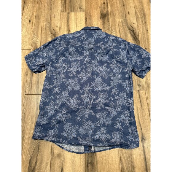 Izod Saltwater XL Mens All Over Pineapple SS Blue Hawaiian Button-Down Shirt 100 - Picture 8 of 10
